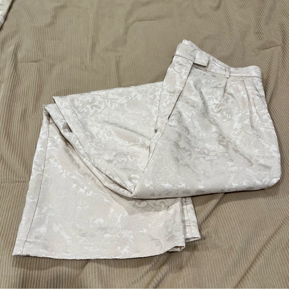 NWT Princess Poly Amalia Beige Satin Patterned Pants
